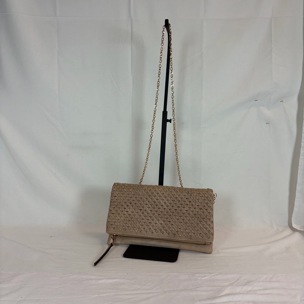 Urban Expressions Vegan Leather Woven Clutch Crossbody Taupe